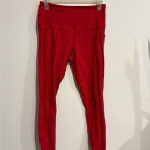 Stylish Red Leggings with Logo